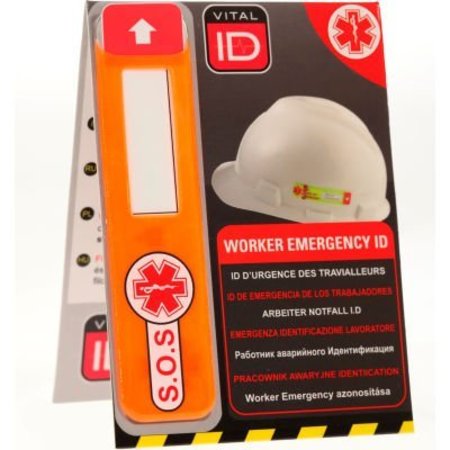 VITAL ID Vital ID Multi-Language Worker Emergency ID Tag 3in x 2-1/2in, Fits to Hard Hat, Reflective, 25/Pack WSID-02G